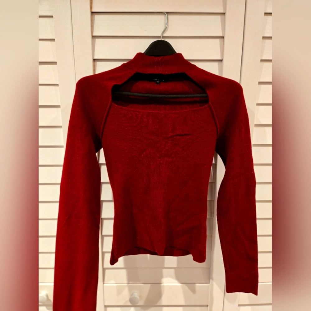 Dynamite Red Long Sleeve Cutout Top